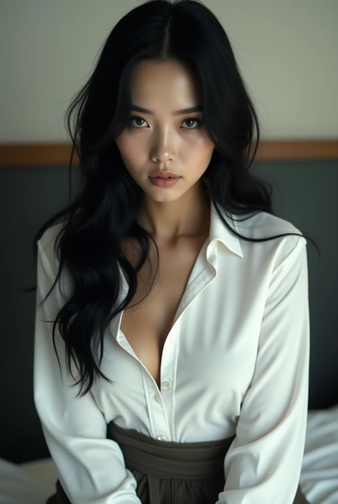 View from above, Realistic, UHD, Photoreal of exotic big fat supermodels with full detailed eyes, white shirt, sitting on the toilets, long wavy hair, slender body. Exotic Super model in her 20's with full eyes, open mouth, perfect face, black detailed hair, with detailed face and detailed body, detailed skin, cinematic, Octane rendering, Japanese pin up girls