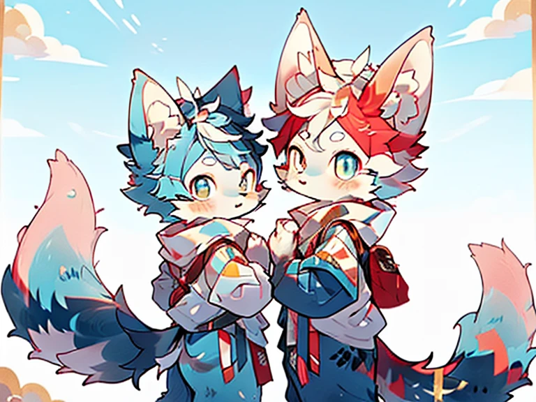 Anime style fox with brown eyes and orange tail, Фолсен Art, Very high quality, Furry Art, очень милый Furry Art, orange furry, anime style, little blue furry