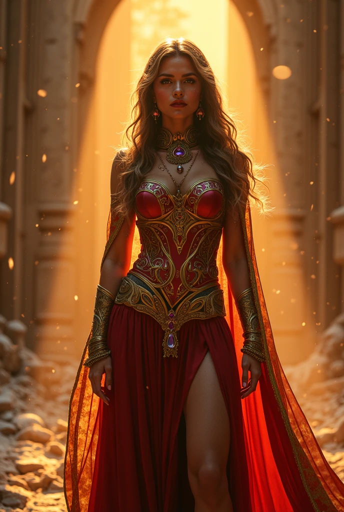 {{master piece}}, pinnacle rendering, realistic rendering, dark red rendering, metal rendering, {{color ink painting}}}, {{splash ink}}}, {{color}}, {{color}}, gorgeous rendering, best quality, illustration, flame, smoke, doomsday world, splash ink fire sea doomsday, full body, 1 girl, exquisite facial details, delicate facial features, fair face, beautiful detail eyes, deep pupils, broken city details, beautiful details long hair, Wavy hair, broken details street, transparent mechanical core, cyborg girl, detail, tight fit, lace finish, linear light costume retouching, light rendering, reflection, highlight, holy light, confidence, charm, battle stance detail close-up, fire day, {filigree}, colored background, a dragon stands behind the girl, sea of fire, {tornado special effects}, beautiful details red fairy costume (gentle, confident) large depth, depth of field, 360°Panorama screen, fierce and grand battle scenes, broken mirrors, fingers all hidden and not displayed, small mouth closed