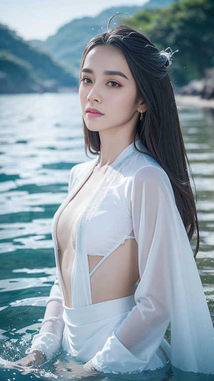 8K, Top Quality, Intricate Details, Ultra Detail, Ultra High Resolution, Masterpiece, ((close up shot)), shot from behind , looking away from viewer,, Slender, Smile, (Makeup: 0.4), (Fluffy Blue Eyes: 1.21), blue Eyes,, ((full body)), 1girl, solo, 1 girl, (( full body)), close-up shot, , , ((tall)), (((fit body))), (((slim face))), sharp face, sharp eyes, (((black hair, long hair, )) ,(detailed face), sharp face, small lips, thin lips, Holding a gunblade,
(( Wedding dress)), detailed face, detailed breast, , large breast, detail ass, round ass , Beautiful girl with accentuated slender abs: 1.4, Six Pack Abs: 1.4, Bust Botox, Big, Perfect Body, detail leg, (( moonlight)), ocean