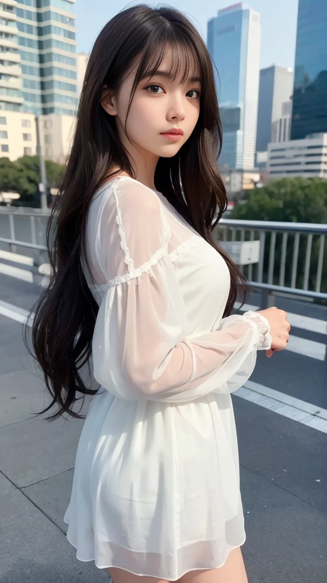 White clothes　dress　woman　front　model　profile