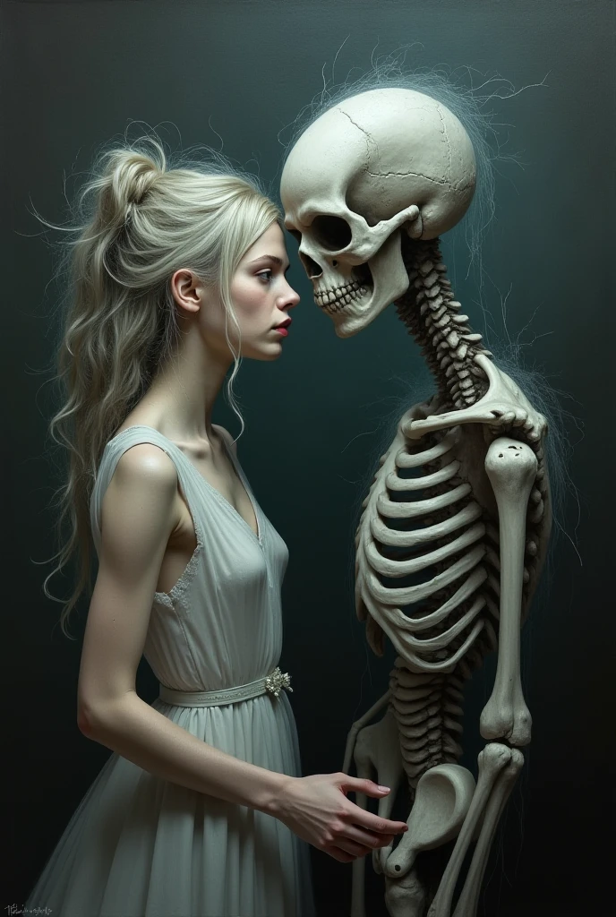"(The best lighting, alto contraste, oscuro, dramatic),(Chica rubia junto a una cabra negra gigante, Open the rib cage, feto, autopsia, huesos humanos, sangre por las paredes). Luz Caravaggio"