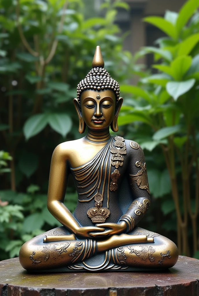 Meditating Buddha, wooden statue
