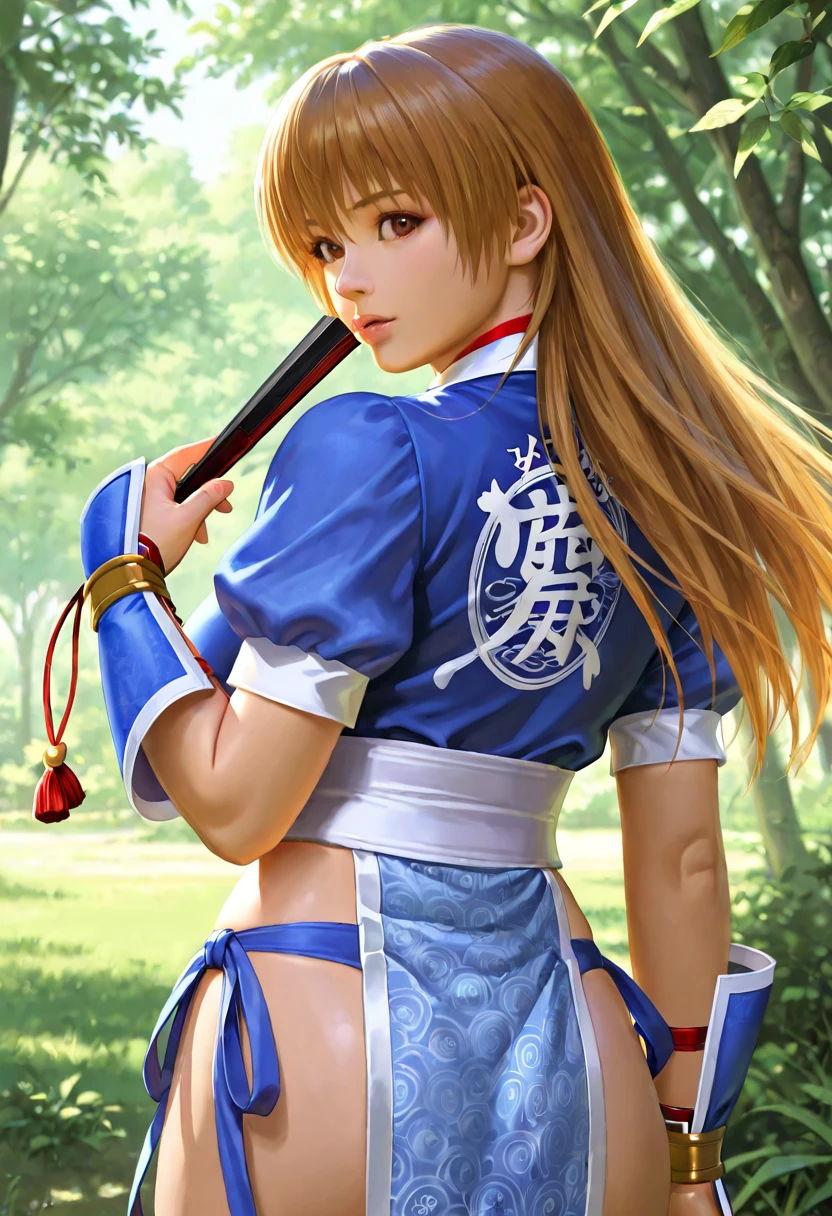 Maki Genryusai open thighs,makims,squatting,shoot from below,((white panties)),screaming,solo,Torn Clothes, ninja, pelvic curtain, japanese clothes, sash, gloves, cleavage, bandages, tonfa,(masterpiece:1.2), best quality, high resolution,extremely detailed face,extremely , (perfect hands, perfect anatomy),