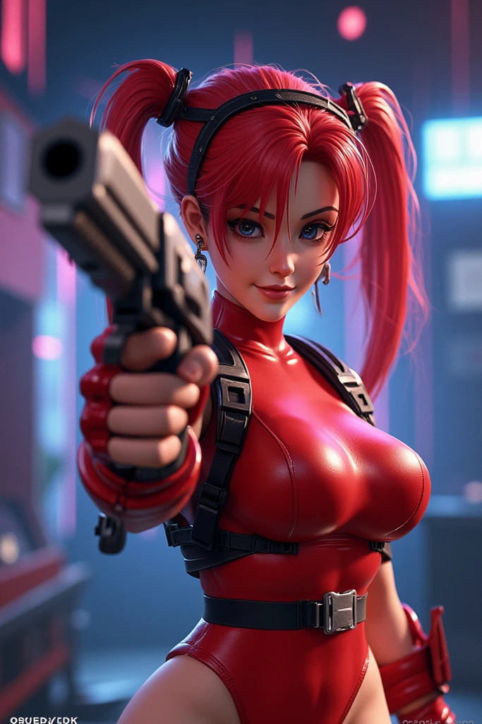 (1 girl boa hancock), (sexy latex red body suit ), (tatoos on arms), (seductive pose), ( in a nightclub cyberpunk style), (full body), (slim body ),(Naughty smile),((blue eyes)) , (black hair and complex hairdressing) , (big breasts)