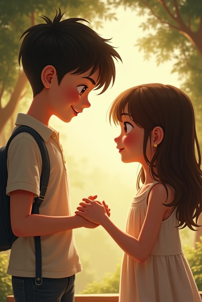 A girl is crying and a boy is wiping his tears