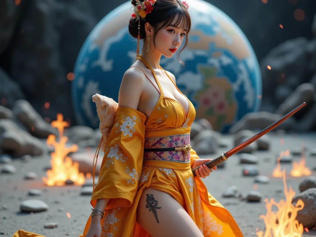 ((World of Darkness)),Professional , masterpiece、top-quality、photos realistic , depth of fields 、Dark Fantasy、()、(shooting stars:0.9)、(nebulas:1.3)、A dark-haired、(White bikini armor)、(Mystical expression)、(The fox has five tails)((Fight dragons)),(Wear a beautiful kimono),(Wear a beautiful kimono with colorful floral patterns)、Jewel Gold Weapon、Particles of light),(Has a devil's mask)、Gorgeous gold weapons ,(( Gorgeous Dragon Sword)) , (Fox Mask),,(maikurobikini) 、((Black Haired Beautiful Girl))、(Castle background)、(demonic wings)、((Gangle's forest background))、Beautiful Caucasian beauty、1a person、dynamic ungle,(((Two devil's horns on the head)))、Smaller head、Idle Smile、Thin and beautiful female hands、Mystical expression、Light Effects、intense fighting、Wind-effect、magic circles、With the legendary magic wand、Dragon's tail、