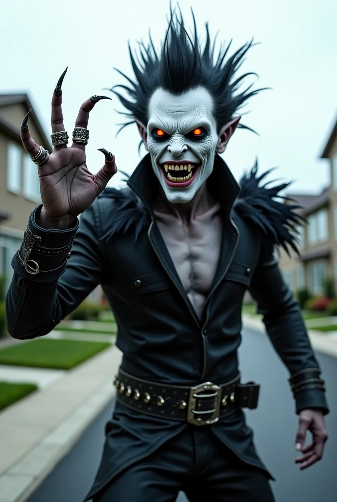 (digital color photo) of [man:RYUK:0.2], photorealistic, analog style, modelshoot style, 35mm, vignette, intricate detail, film grain, portra, <lora:ryukDeathNote_v01:0.8>