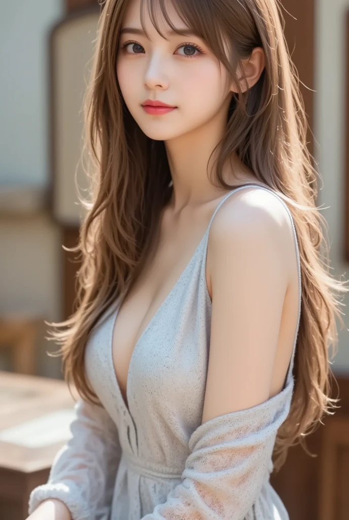 Ultra-realistic capture, Highly detailed, full_body, Skin texture must be natural, With such detail that pores can be finely identified. Skin should look healthy, In a uniform tone. Use natural light and color, (8k, RAW photo, top quality, masterpiece: 1.2), (realistic, photorealistic: 1.37), three-dimensional, ultra detail, ultra high resolution, beautiful detailed face, super beautiful detailed eyes, one girl, beholder, constriction, slim waist, beautiful detailed skin, skin texture, floating hair, professional lighting, (Japanese beautiful and cute girl:1.2), long hair, beautiful hair, 20 years old, slim waist, big breasts, cleavage, look at viewer, full body, in the city sidewalk, (smiles:1.1), bracelet, earing, necklace, (fancy dress, long dress, dress lift, two-tone dress), high heels, laughing
