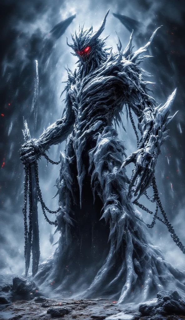 undead king, dark fantasy, detailed facial features, blue eyes,  eyes, bony hands, flowing tattered cloak, decaying bones, sinister expression, dark moody lighting, dramatic pose, gothic cathedral interior, intricate detailed textures, dark color palette, cinematic composition,starrystarscloudcolorful
