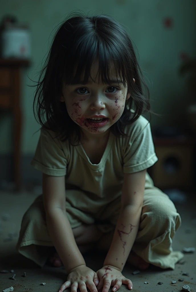 5-year-old child being beaten and abused by family and friends