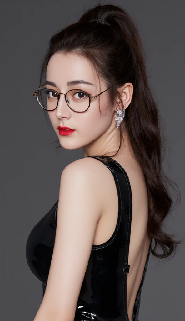 (RAW shooting, Photoreal:1.5, 8K, highest quality, masterpiece, ultra high resolution), perfect dynamic composition:1.2, Night street corner of a modern city, expression of sadness:0.3, (((Typhoon heavy rain))), Highly detailed skin and facial textures:1.2, Slim office lady wet in the rain:1.3, Japanese girl, 22 years old, Fair skin, white skin, sexy beauty:1.1, perfect style:1.2, beautiful and aesthetic:1.1, very beautiful face, water droplets on the skin, High Ponytail, (rain drips all over my body:1.2, wet body:1.2, wet hair:1.3), (wet Red silk dress:1.3), collarbone, belt, (Big , Bra see-through, Chest gap), (cry, lovelorn, The expression on your face when you feel intense caress, Facial expression when feeling pleasure), (beautiful black eyes, Eyes that feel beautiful eros:0.8), (Too erotic:0.9, Bewitching:0.9), cowboy shot, necklace, earrings, bracelet, clock, (wear glasses),