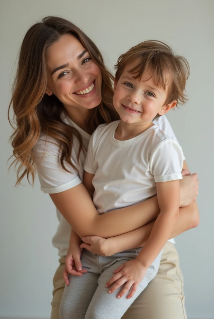Mom in her 30s,3 year old boy,Mommy holds me,Back view