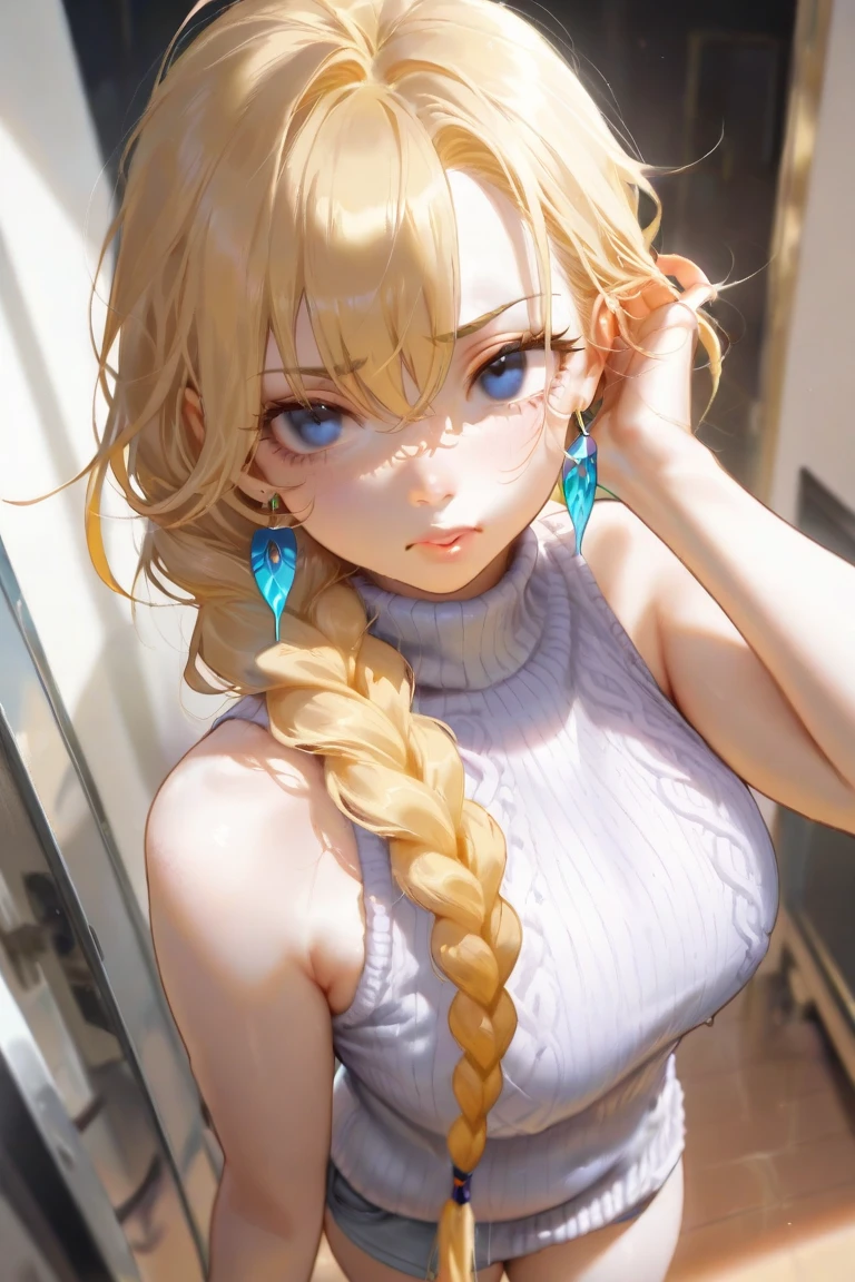 It depicts a girl with bright blonde hair 。Her hair has pink tips、It brings out her cheerful personality。She is wearing a yellow off-the-shoulder top、That bright smile and sparkling eyes、It brings joy and warmth。