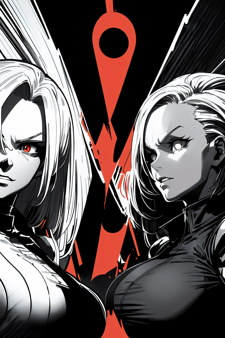 my hero academia, a girl, long white hair, yellow eyes, short, beautiful, in a black turtleneck suit side profile, smirking, fighting, standing