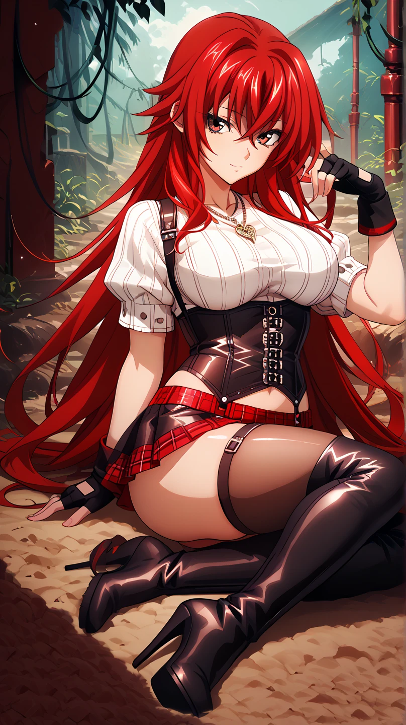 masterpiece, best quality, outdoors, grass, field, forest, <lora:Concept_Bunny:1>,
1girl, solo, looking at viewer, from behind, doggystyle, ass, animal ears, playboy bunny, rabbit ears, fake rabbit ears, fake animal ears, strapless, strapless leotard, detached collar, bare shoulders, bowtie, bow, wrist cuffs, large breasts, red eyes, cameltoe, head tilt, red hair, pantyhose,