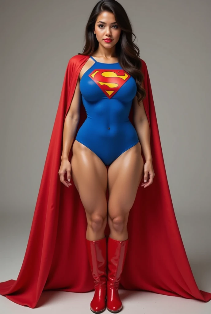superheroine bbw spandex, mature, full body, humeda, con sus piernas abiertas y brazos rendidos