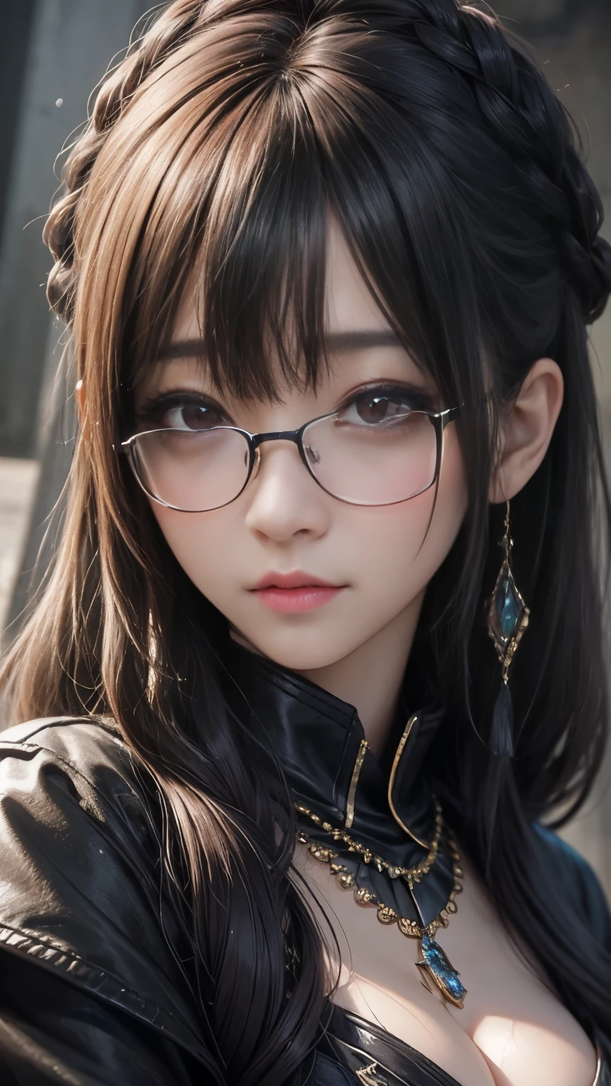 background（Black Night Sky，Big Moon），Close-up of a woman，Wearing a white shirt、((Black-rimmed glasses))、Purple Hair，Very long hair，very thick braids，Purple eyes，big ， realistic girl rendering, 8k artistic german bokeh, Enchanting girl, Realistic girl, Gurwitz, Gurwitz-style artwork, Girl Roleplay, Realistic 3D style, cgstation Popular Topics,, 8K Portrait Rendering,（truth，truth：1.4），Wear pink pajamas，巨big ，Sparkling eyes，Purple eyes、(highest quality,4K,8k,High resolution,masterpiece:1.2),Very detailed,(Realistic,photoRealistic,photo-Realistic:1.37),Mythical monster,Beast-like creature,Muscular,Six big legs,Stand like a gorilla,Red fur covering the body,two big horns,Drill teeth,Sharp Claws,Huge shape,Burning Fire Magic,Energy aura,A threatening presence,Glowing Eyes,Intimidating posture,Dark Environment,Smoke-filled air,Ominous Shadow,Majestic and fierce,Explosive power,Vibrant colors,bold,Horror art style,moving composition,Dramatic lighting,rib layer,large sharp teeth,Sharp Edges,Very detailedスケール,Burning Crack,Burning Flames,Furious expression,Burning with anger,Surrounded by sparks and embers