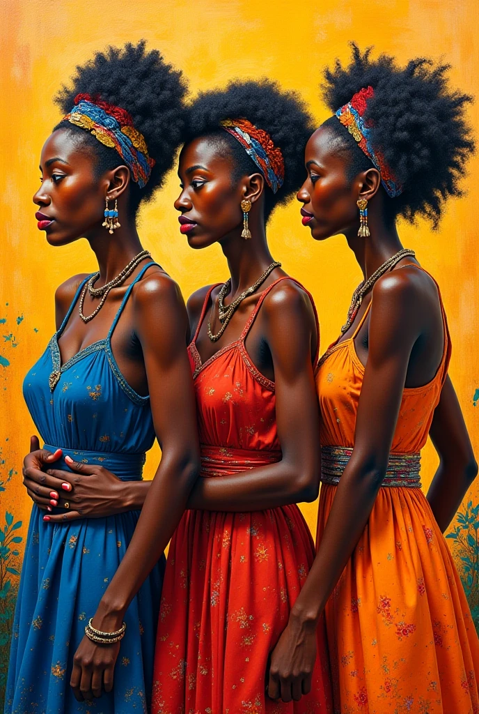 3 femme africaine au bord de l'eau,le regard vers nous
