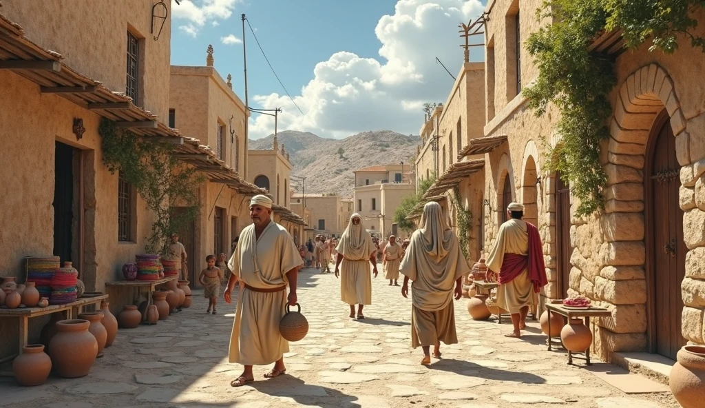 a house from the time of Job in the Bible is having a party