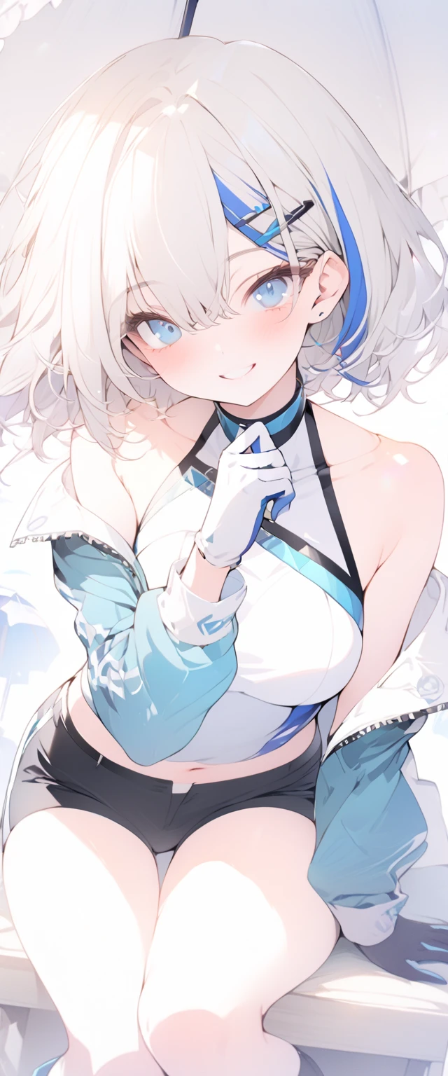 "(perfect masterpiece:1.2), (highest quality:1.2), stunning face, mature and chubby, Big eyes, compensate, long and luxurious eyelashes, lip whole, irresistible charisma.",belly button,(((girl like boy))),(((very short hair))),腹logic,raised his arms,NSFW,(((logic))),white leotard,Bunny girl,hair clip,wallpaper,white hair,small breasts,pixie cut,rabbit ears