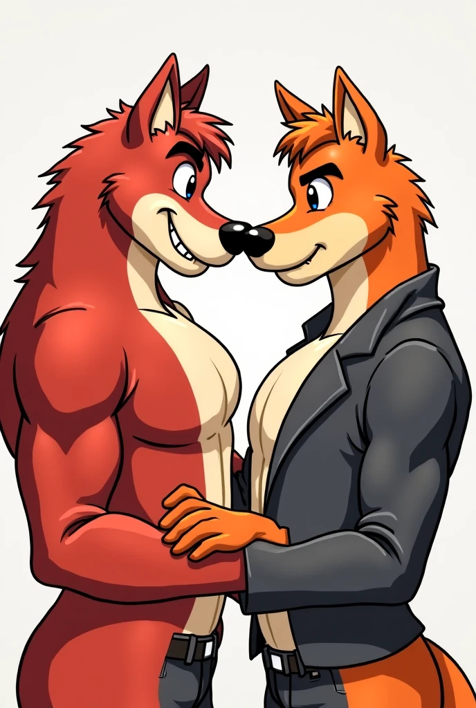 Duos male , furry,red fox ,red hair,History teacher,School opened shirts, pant , medium bulge speech bubble english text, skinny body huge size difference , skinny focus, slim body open pants wearing underwear blowjob
