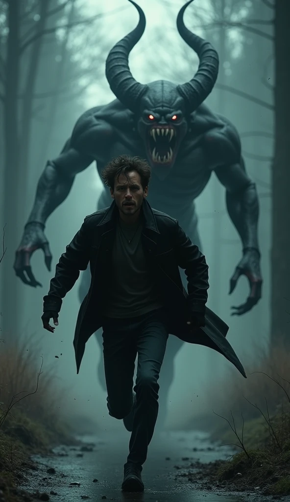 side view, a man floating in mid-air falling down the void, centered, wearing a blue jacket, lateral view. the wide infinite walls are filled entirely with demonic monsters with black melting skin, overlapping and interwhinted monsters, hundreds of monsters strech their claws trying to reach the man body, horror art, dim light, digital illustration, long shot, dramatic light, long aerial shot, fog and mist atmosphere, hundreds of claws, inmense void, speed sensation, gloom and eerie, monsters hundred arms, obscure, despair, gray blue and carmin color palette, handraw