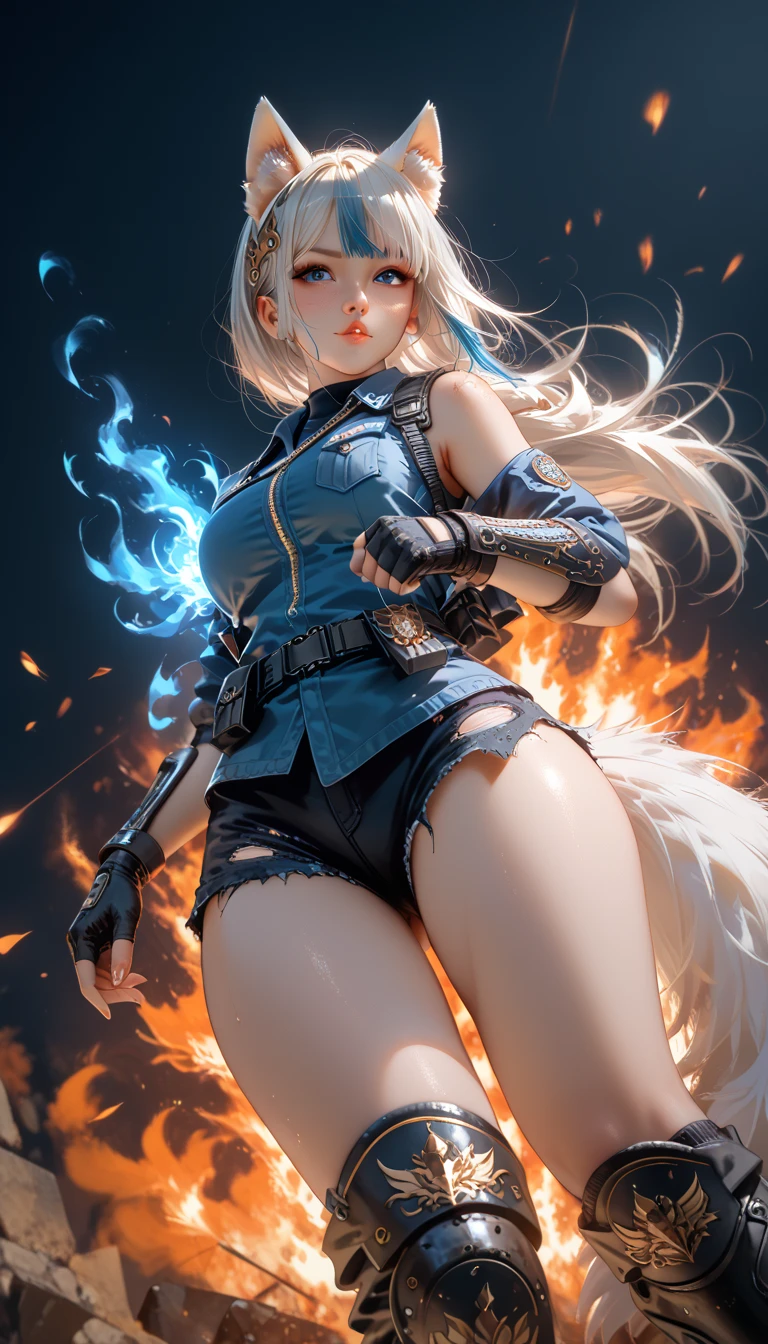 Anime style woman with fire, s face, expressing pleasure, short clothes, symmetrical facial expression body, Random coloring page, 2D, planar vector, Character design, T-shirt design, Colorful splashes, vector art, Fantasy art, watercolor effect,Digital Painting, White BG, 8K --auto --s2