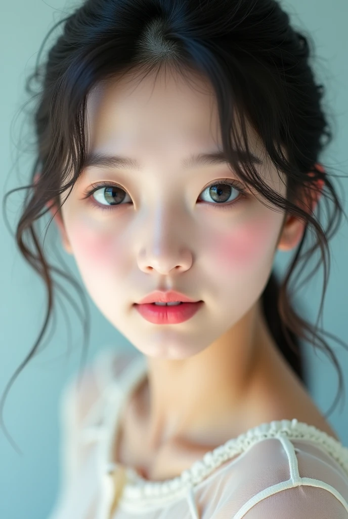 (8k, RAW photo, photorealistic:1.38) ,physically based rendering, ( lip gloss, eyelashes, glossy side, shiny skin, best quality, ultra high resolution, depth of field, chromatic aberration, caustic, wide light, natural shadow, Kpop idol) Watch the audience with serenity and goddess-like happiness,