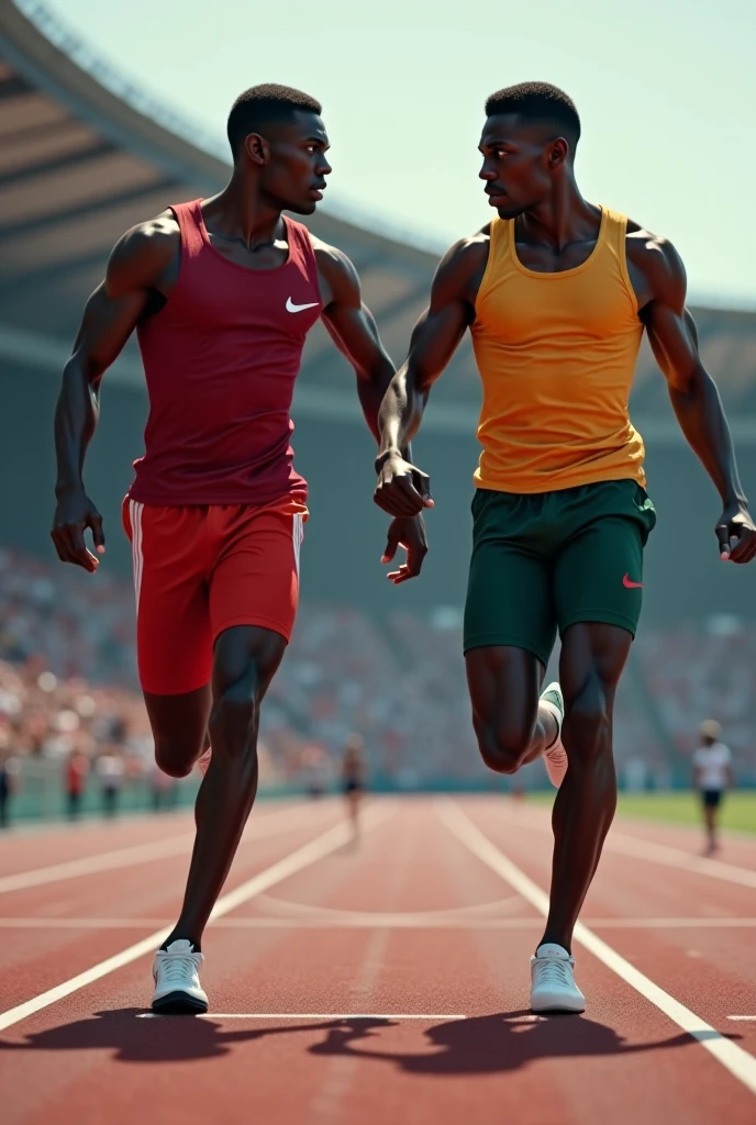 Men running on track