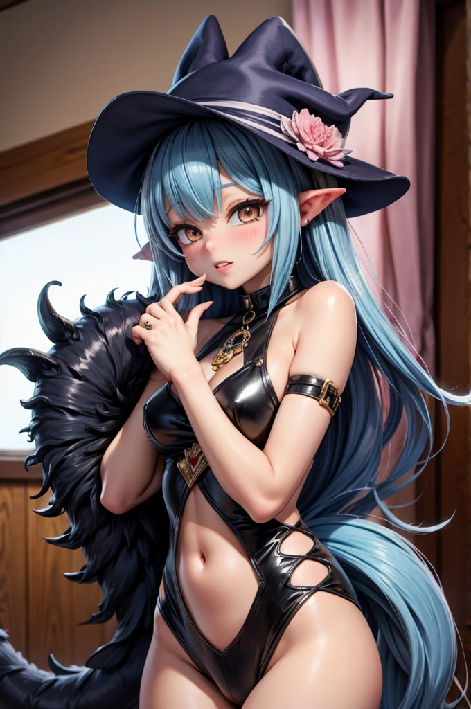 realisitic、top-quality、1 girl、sixteen years old、Colorful Hair Color、piercings、embarassed face、Fancy underwear、beautiful elfee、sexypose、Hotel、Particles of light、profetional lighting