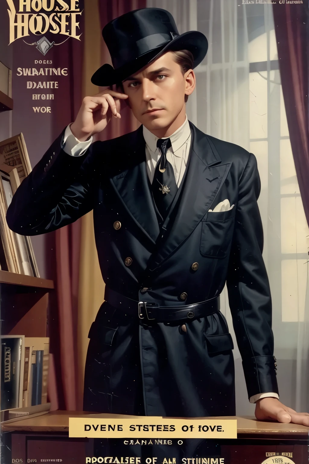 Cover mystery magazine title: "Strange Stories" , sub title: Detective Stories the case of the ghost of Freis's house, Magazine Era 1933, high quality,
