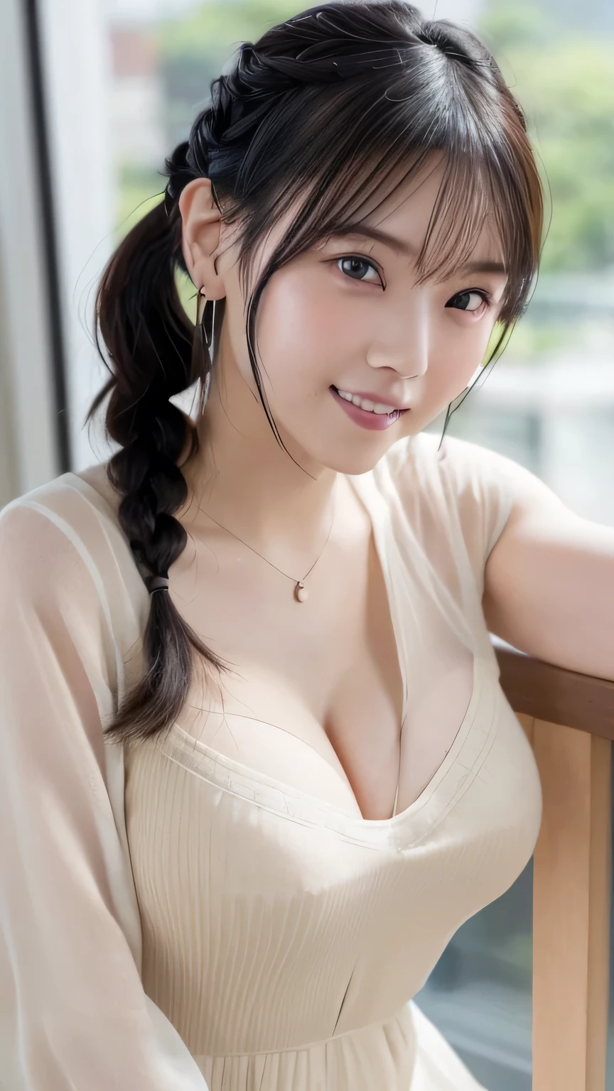 smile, a 27 y.o girl in a iridescent foil micro bikini, ((kpop idol)), (aegyo sal:1), huge breasts, bare butts, light pink short ponytail, pale skin, ((puffy eyes)), looking at viewer, heterochromia eye, mole below eye, thick eyebrows, freckles, small waist, wide thighs, thigh gap, beach, coastline, wind, waves, 8k uhd, dslr, soft lighting, high quality, best quality, ultra high res, (photorealistic:1.4), film grain, Fujifilm XT3,