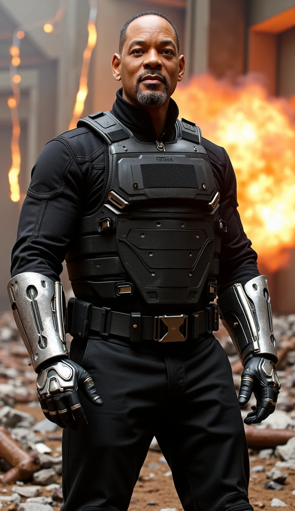 Slade Wilson aka Deathstroke, Black hair, military cut, blue eyes, affiliated features, , muscular build, wide shoulders, v-shaped body