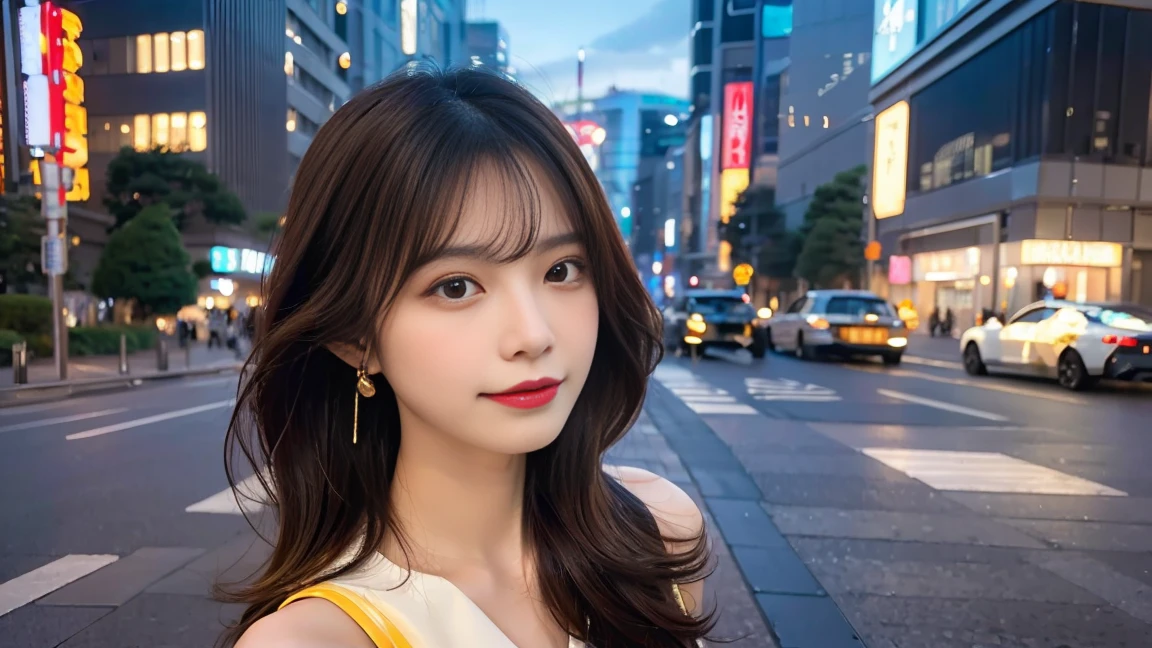 raw photo),(best quality), (photorealistic),(simple white background:1.2), ,,a girl, upper body, high detail face, smile, High-waisted pants paired with a silk blouse and structured blazer, create a polished and powerful look, a scene of Victoria Harbour in Hong Kong at night,sparkling reflections dancing on the water,glittering skyscrapers along both sides of the harbor,twinkling lights dotting the city skyline,colorful laser beams shooting across the sky,(best quality,4k,8k,highres,masterpiece:1.2),ultra-detailed,realistic:1.37) soft shadows and highlights,impressive depth of field and sharp focus,HDR,UHD,studio lighting,physically-based rendering,vivid colors,lively atmosphere,bokeh information