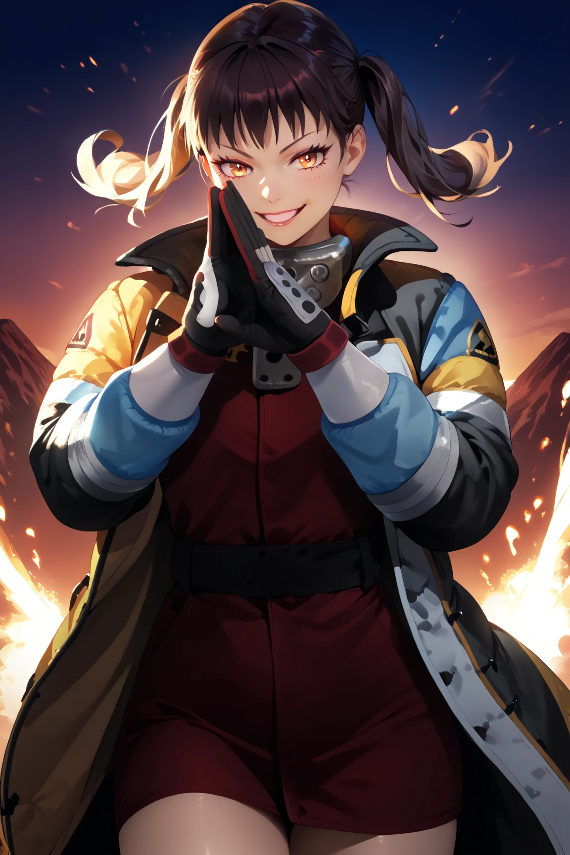 One girl, woman focus, boku no hero academia, Injury, electricity,, masterpiece, highest quality, so beautiful, Absurd, piercings, high cuality, Motorcycle helmet, Motorcycle glasses, Boku no hero academia style