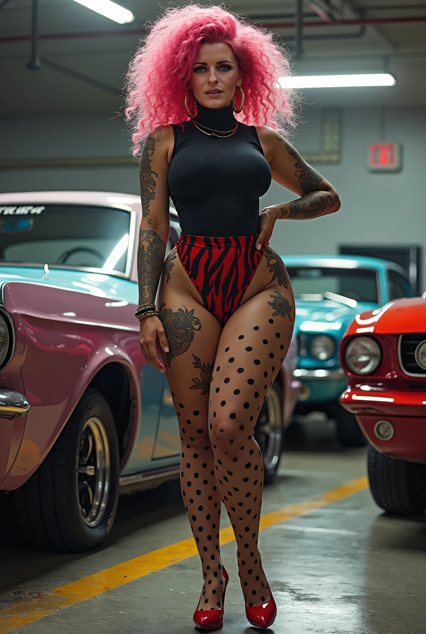 Beautiful woman,fullbody painting,Tattooed with,Super tall,Super fat,Raised sexy,,curvy build,Masterpiece,super detailing,16k