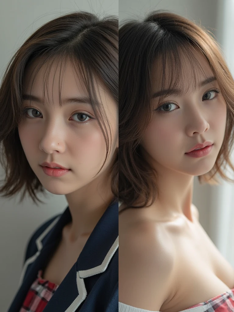 1girl, Beautiful Faces, (photo lifelike:1.4), (High detail skin:1.3), 8K UHD, DSLR, hig quality, A high-resolution, 4K, Raw photo、nurse、chest cleavage、Korean actress similar --auto