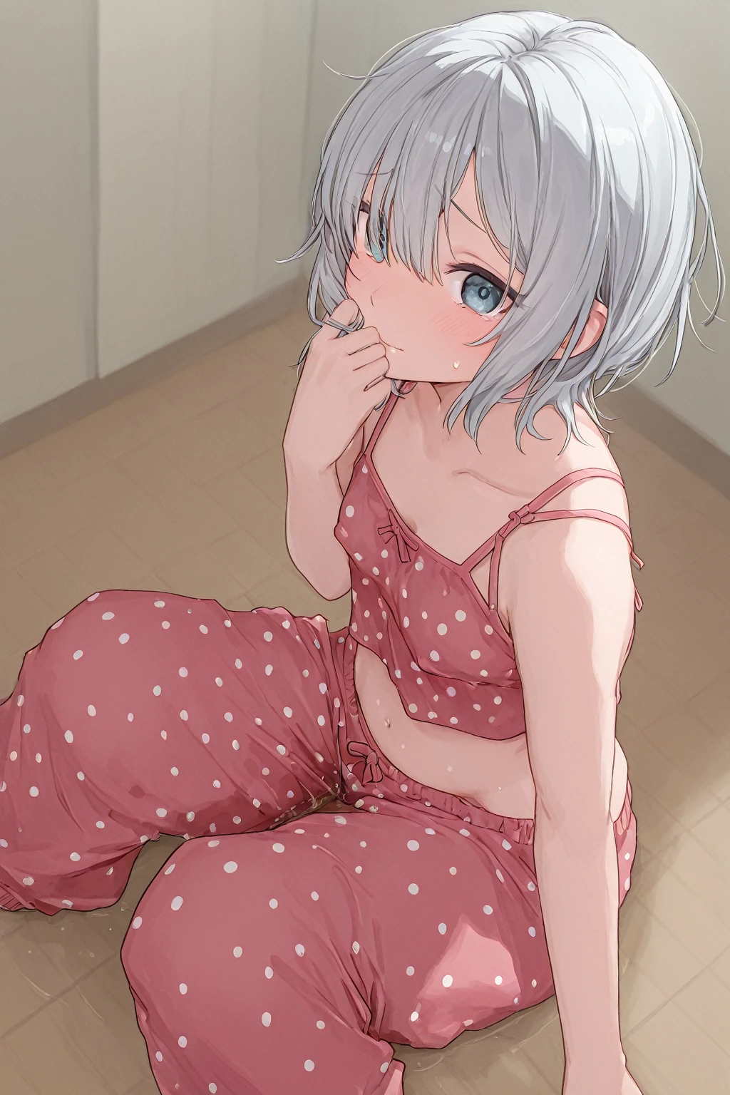 Browsing Caution、(Anatomically correct、masterpiece、Highest quality、Tabletop、Detailed structure)、(((Two beautiful girls, One has silver hair、The other has blonde hair and dark skin..)))、White shirt、(((Lesbian)))、(((Sweat)))、(((vagina)))、(((Love Juice、Squirting)))、(((お互いのvaginaに指を入れてください)))、((pubic hair))、(((Mutual masturbation)))、(((blush、tears、Feels good、Drooling)))