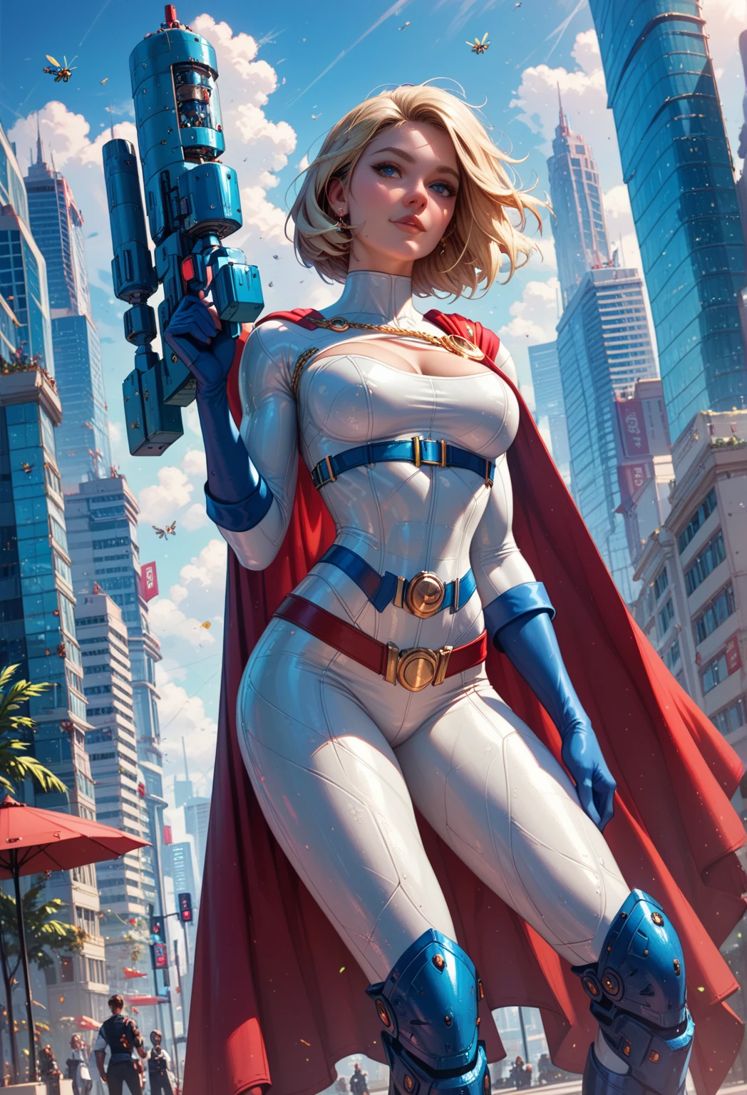 (ultra realistic,32k, masterpiece:1.2),(high detailed skin:1.1),( high quality:1.1),
<lora:Supergirl_Galatea:0.6>Galatea, short hair, white leotard, gold belt, cleavage cutout, despair, cybernetic surveillance headquarters, advanced monitoring systems, facial recognition, predictive crime algorithms ,(tattered torn clothing:1.1), destroyed buildings, collapsed buildings,(falling rocks,falling particles:1.1),fire, smoke,,fighting pose, huge breast,large breast,<lora:add_detail:0.91>,
(lighting:1.1),