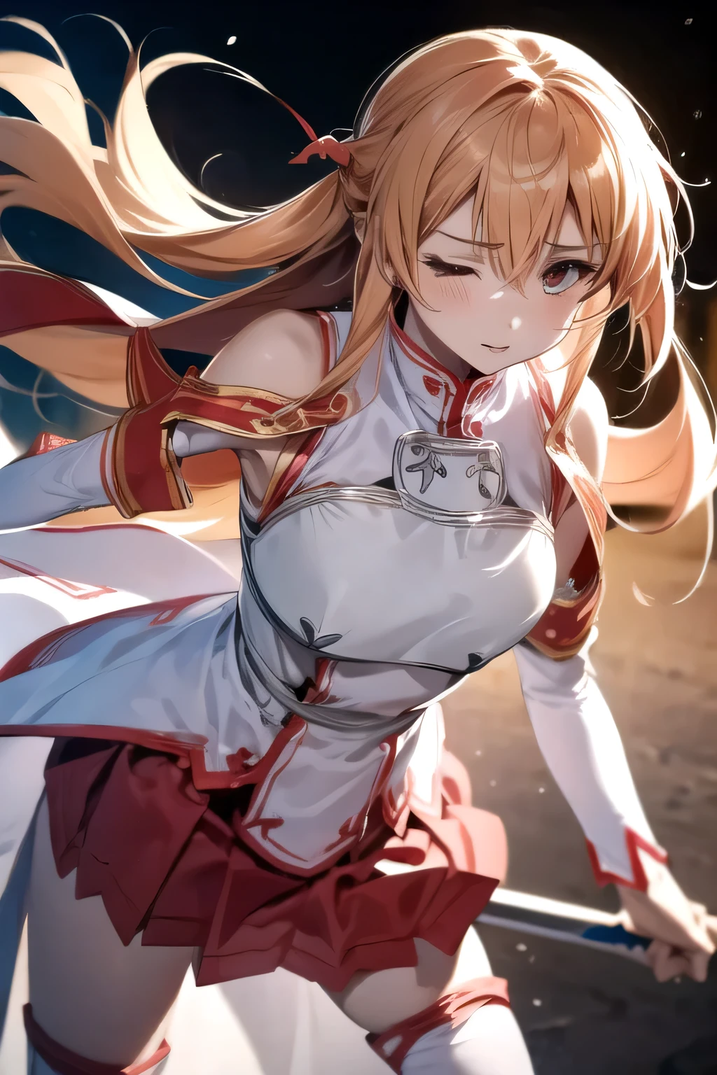 one Japanese woman, Very small breasts, bending forward, Artistic, reality, cute, is ashamed, Overlooking, Point of view on the verge of touching the subject, Close-up, yuuki asuna