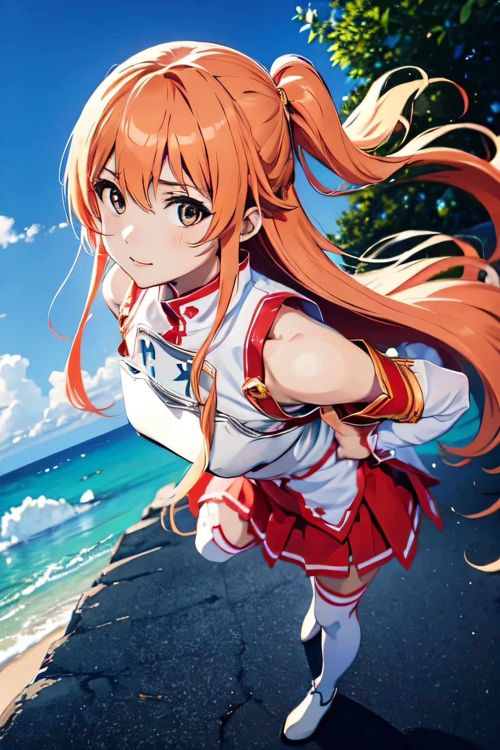 one Japanese woman, Very small breasts, bending forward, Artistic, reality, cute, is ashamed, Overlooking, Point of view on the verge of touching the subject, Close-up, Yuuki Asuna