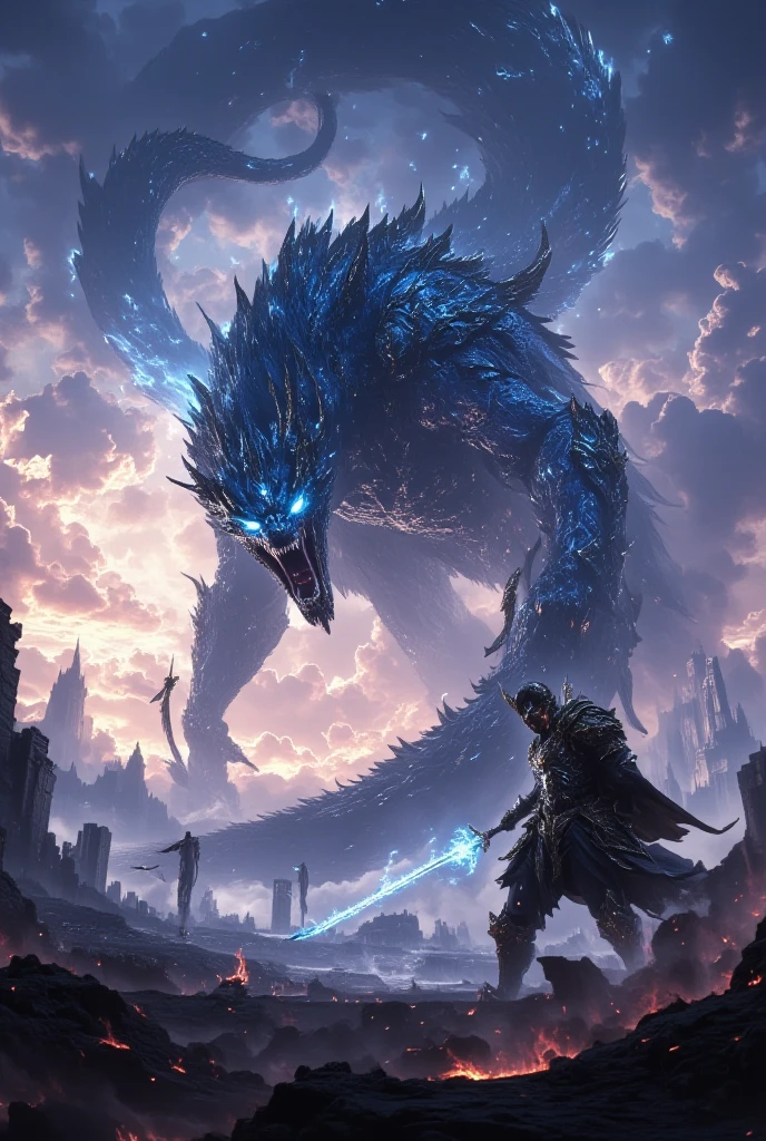 A scene where the cool blue Wyvern and the dragon knight are defeated ...