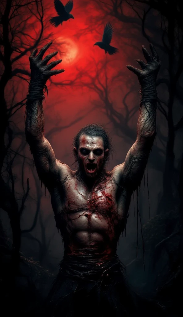 A person turning into a vampire