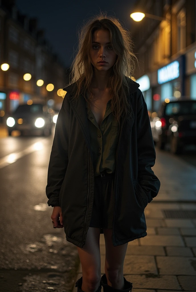 Best quality, 4K picture quality, Night's Solitude blonde girl clotches, big