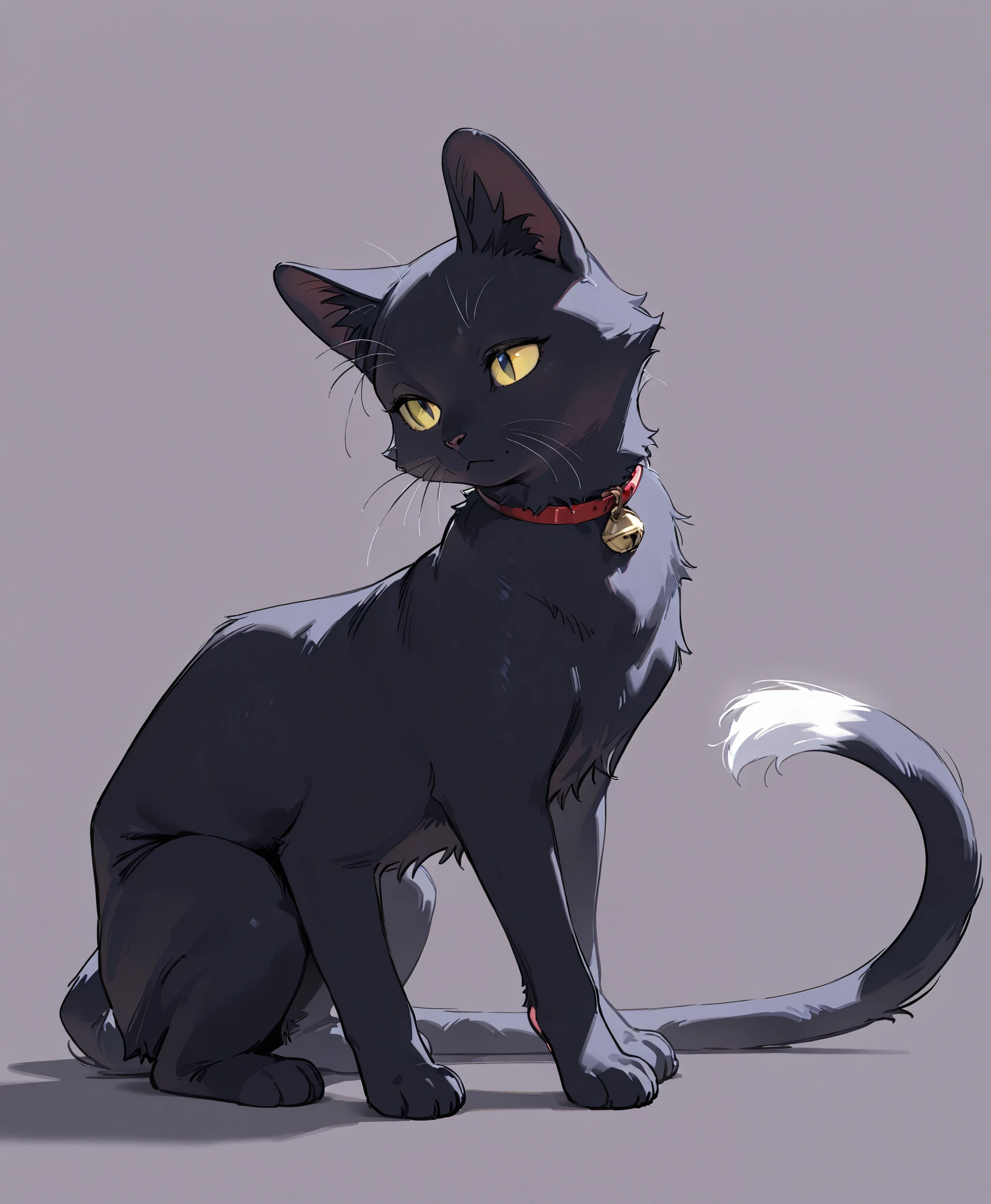 full body、high image quality、Superb Details、simple background、Black Cat、cool