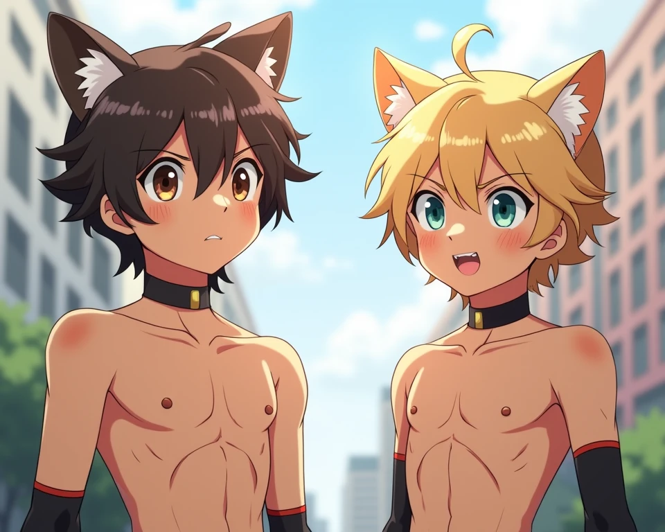 Best quality, 4K, Kemoshota, dynamic angle, kindergarten boy, mascot boy, short height boy, best quality, highres, ultra-detailed,a
realistic prompt, furry kemono boy, naked, dark night, ruined school, close-up, horror atmosphere, distorted smile, horrible looks, tries to assault other boys, night time, zombie