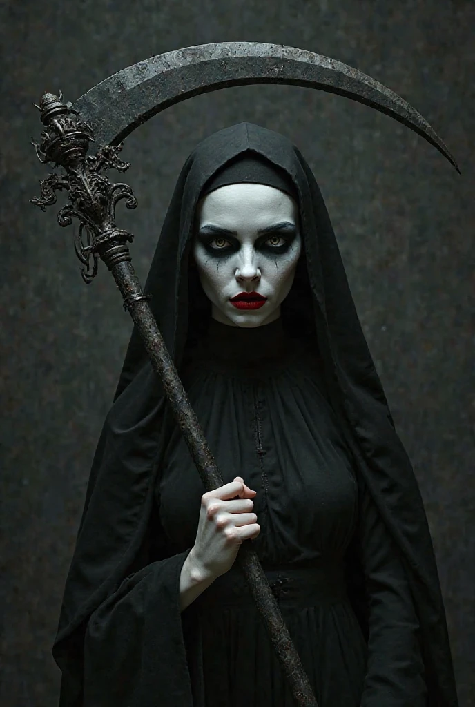 Macabre high **Old hag witch priestess** tarot card artwork, unnerving and wretched horror, A detailed oil painting of the Death tarot card as a grim reaper, truly terrifying, phenomenal horror fiction tarot card art, gritty and vivid colours, macabre, demonic and cursed gothic horror art ,hand painted, surreal science fiction horror art in the styles of: “nick park, Steve cutts, Jim starlin, bob peak, Philippe Caza, Romain Trystram, Dariusz Zawadski, Zdzisław Beksiński, Stefan Meisel , Johann Zambryski and Wayne Barlowe”, intricate details, superbly crafted, grunge, dungeonpunk, supernatural, paranormal art, dark occult gothic skull art, vivid, raw details, spooky, macabre horror, dark gothic skull art, magnificent details, ominous art, gritty, frightening and visually disturbing, unsettling, gothic noir, neon grunge avant garde overlay, black and white grunge overlay, fantastic horror, terrifying, cerebral, somewhat existential, grim noir, spectacular artistic fusion, frightening art,