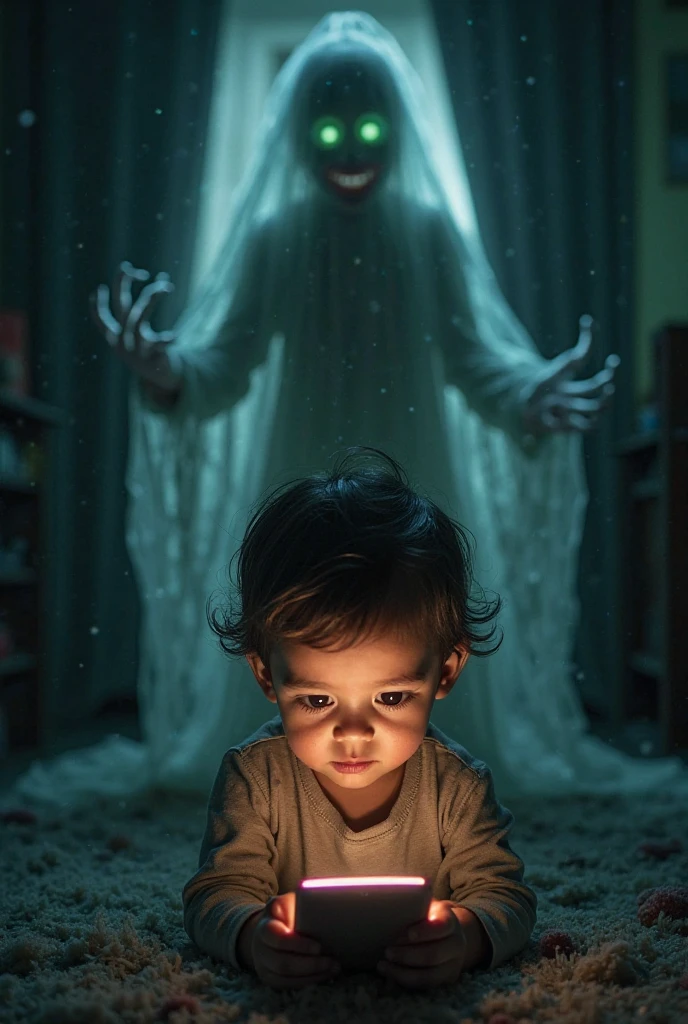 Ghost on child's shoulder 