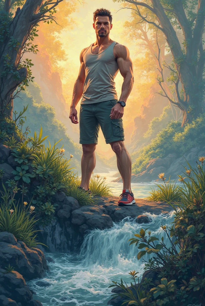 a, fire-breathing, muscular, shirtless man, standing under a refreshing waterfall of water, washing away the sweat from his intense training session, steam rising from his body, steamy atmosphere, steamy shower, steamy hot water, water droplets glistening on his ripped physique, playful water splashes, strong cascading water, powerful water pressure, soothing water flow, scenic natural landscape, lush green trees, serene waterfall sounds, invigorating freshness, blissful relaxation, wild and untamed beauty, misty air, captivating aura, vibrant colors, intense red and orange hues, warm golden sunlight, dynamic lighting effects, dramatic contrast, enchanting atmosphere, surreal ambiance, breathtaking artistry, vivid details, detailed muscles, muscular definition, captivating scene, an irresistible combination of strength and sensuality, an artistic depiction of nature's power and human vulnerability, an ode to the beauty of the natural world and the human spirit.
(best quality,highres), HDR, ultra-detailed, realistic,physically-based rendering, professional,vivid colors,,landscape
